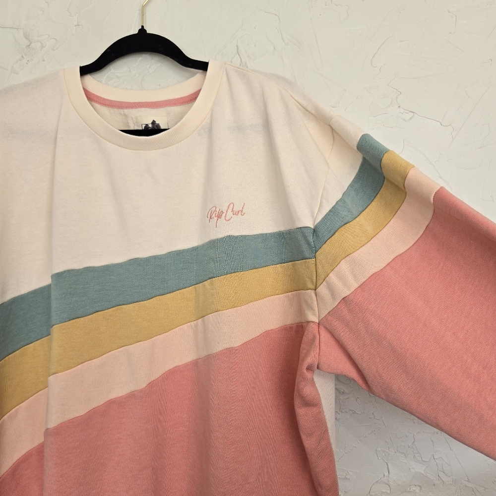 Ripcurl Crew Pink Blue Yellow Wave La Bonita Pullover Sweatshirt, XXL - Picture 7 of 14